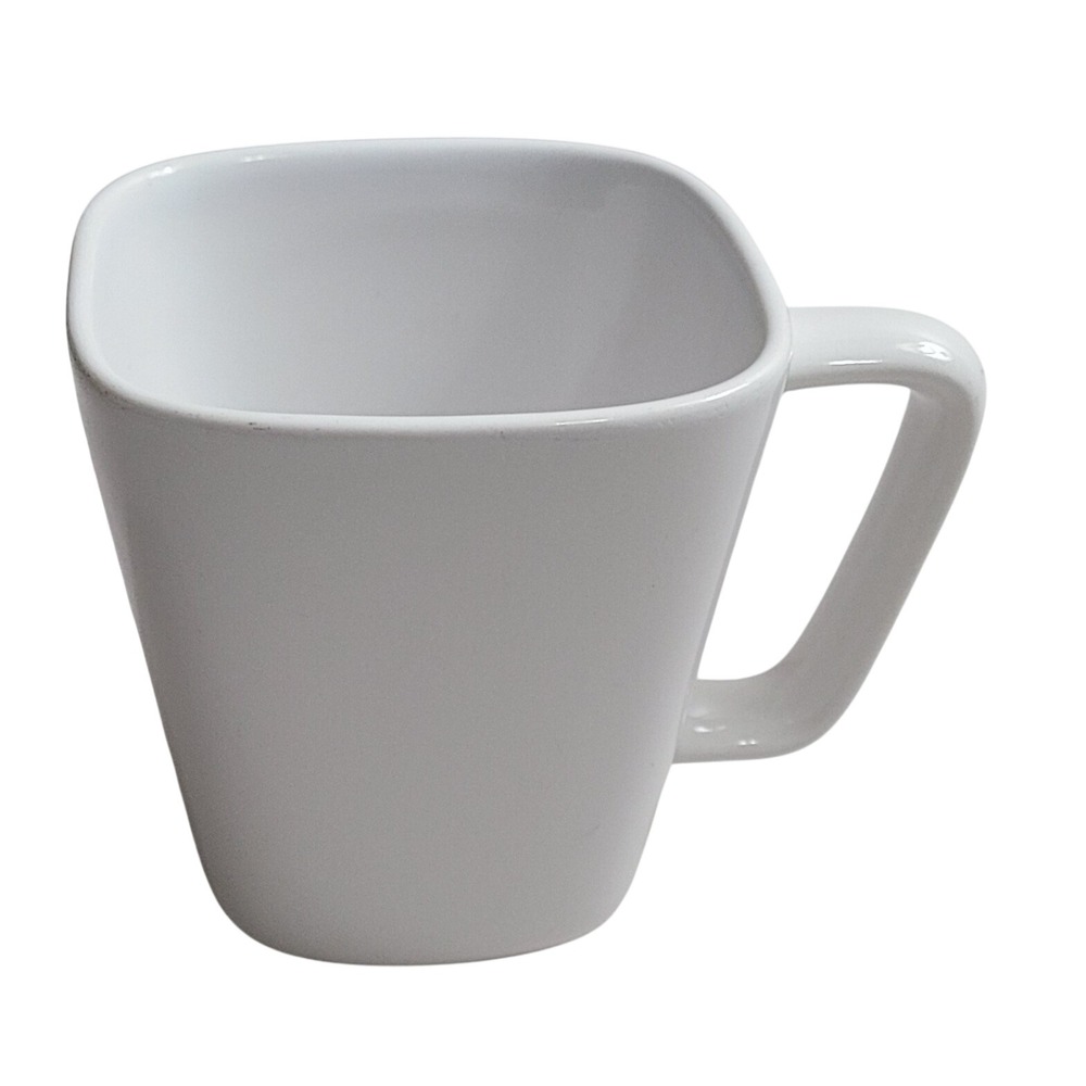 Pampered Chef Simple Additions Square Coffee Mug White Ceramic Modern Retired